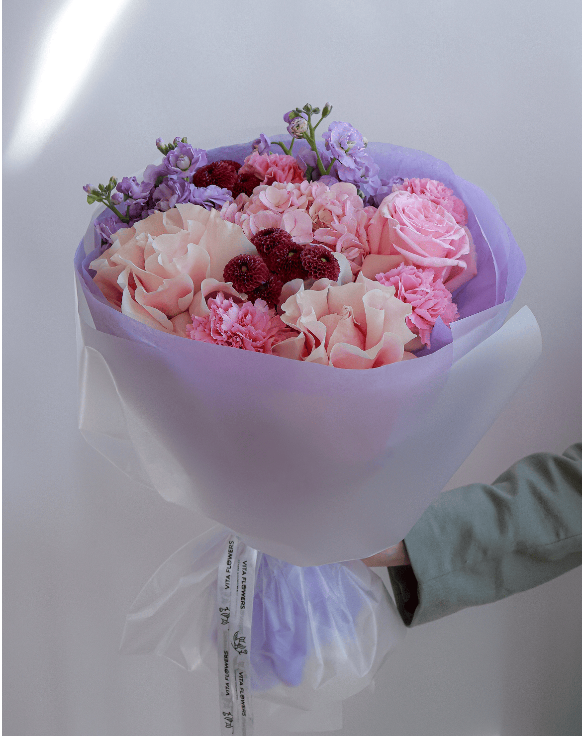 розовые цветы букет бабушке