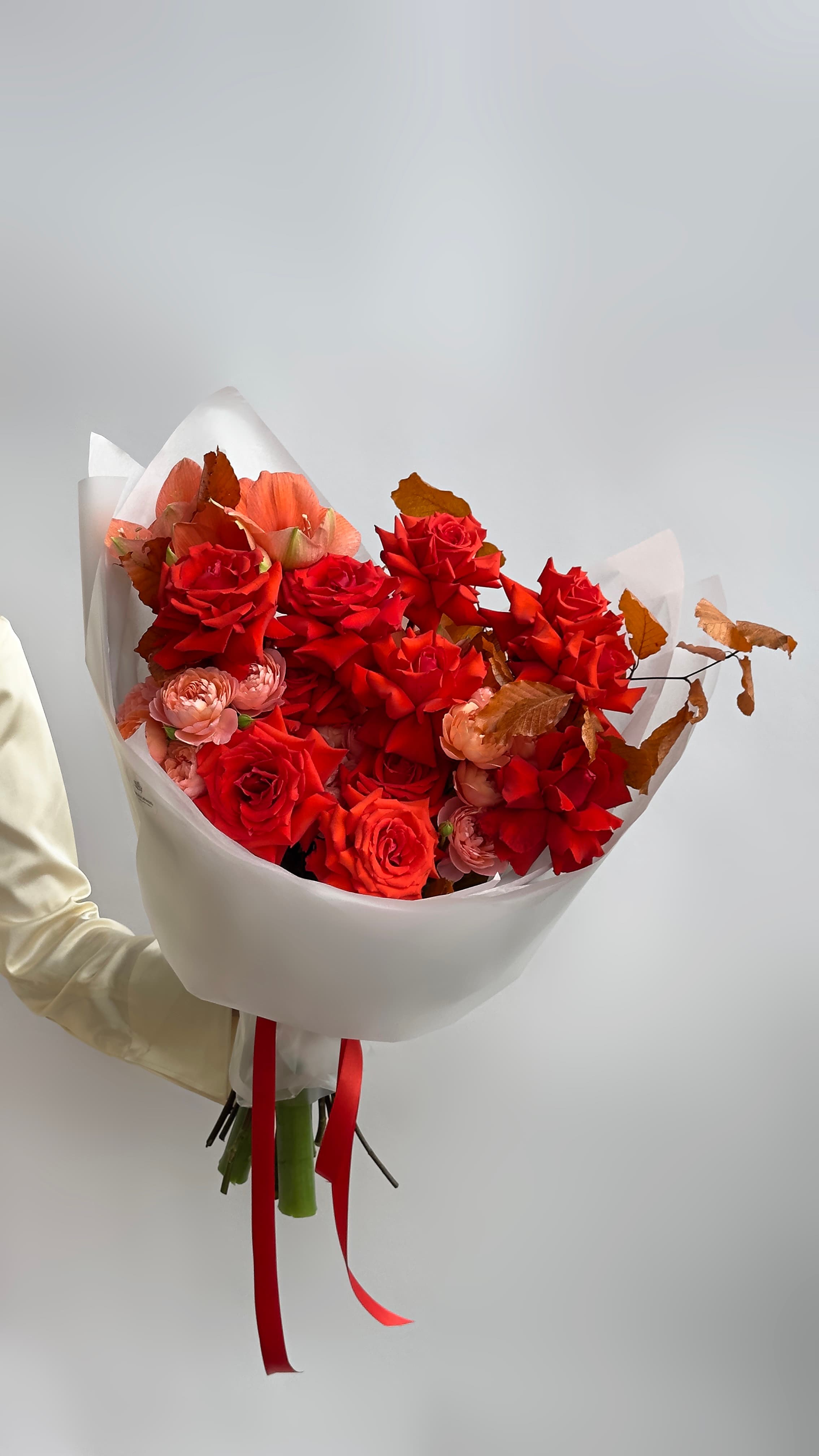 букет ярко красных роз