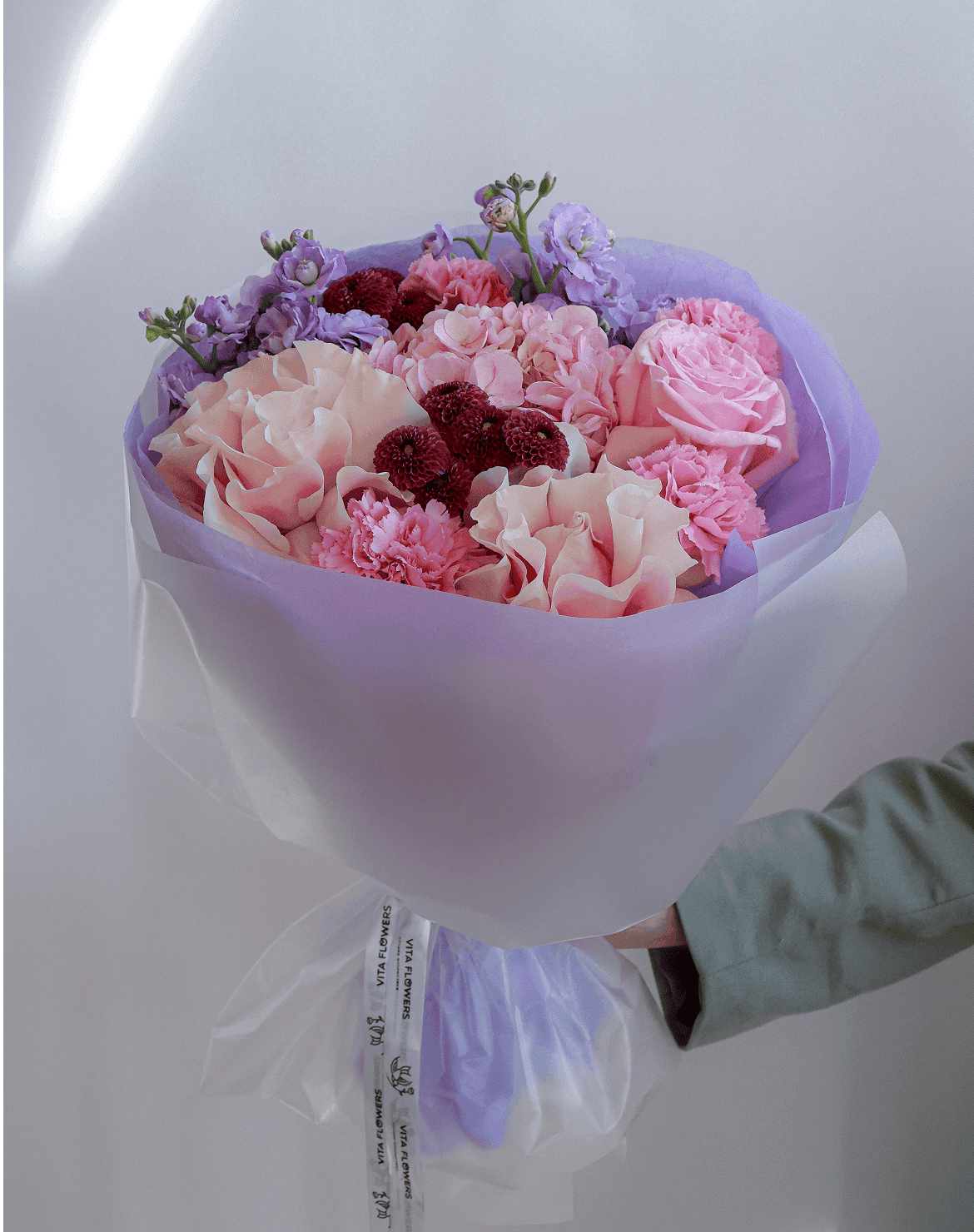 розовые цветы букет бабушке