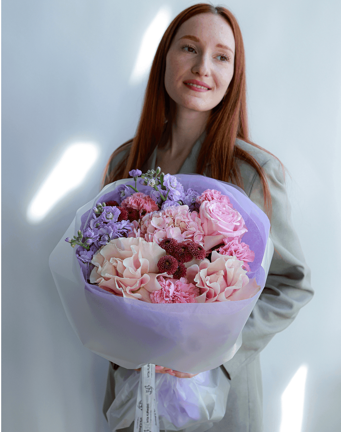 букет с диантусами красивый