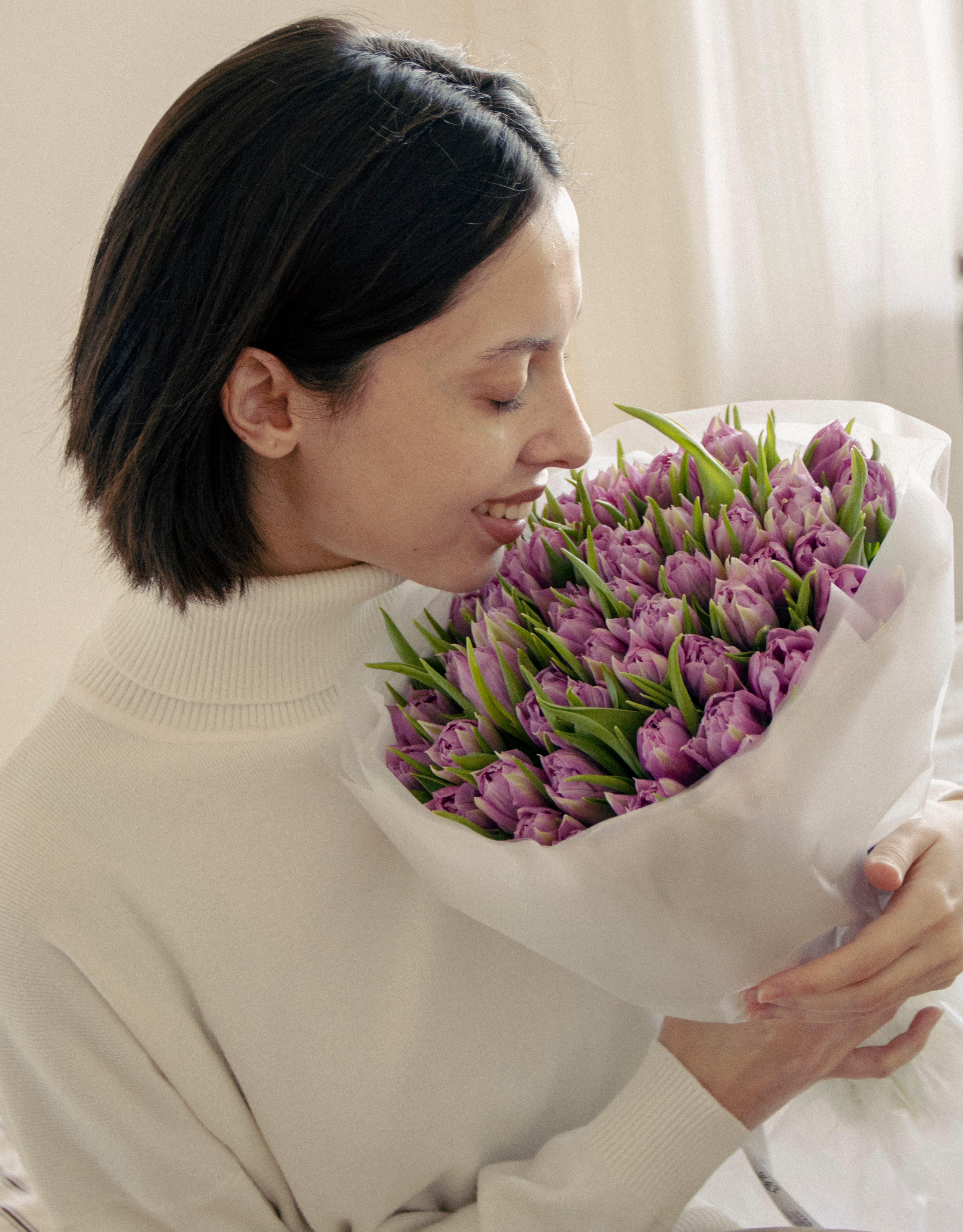 лавандовые тюльпаны на 8 марта купить букет